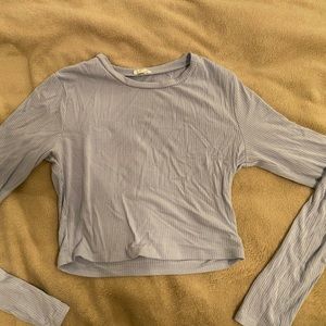 Garage light blue ribbed cropped long sleeve